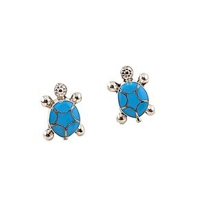 Zuni Sleeping Beauty Turquoise Turtle Stud Earrings Native American Jewelry**